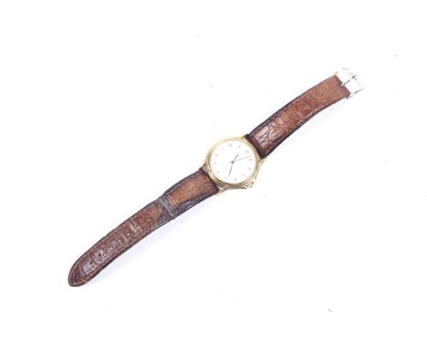 A gentleman's Zenith cosmopolitan gold plated and stainless steel wristwatch. The cream dial with raised gilt baton and Arabi