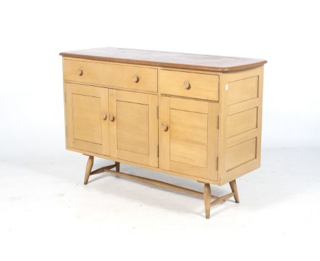 A mid-century Ercol blonde elm 351 sideboard. Designed by Lucian Ercolani for Ercol in the 1950s as part of their Windsor ran