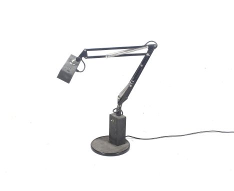 A mid-century P W Allen & Co A90 military anglepoise style Industrial desk lamp. Broad arrow mark, Ref. No. 5A/5007, adjustab