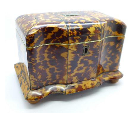 A 19th Century tortoiseshell tea caddy, a/f
