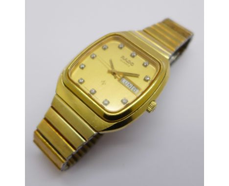 A gentleman's Rado rolled gold quartz wristwatch