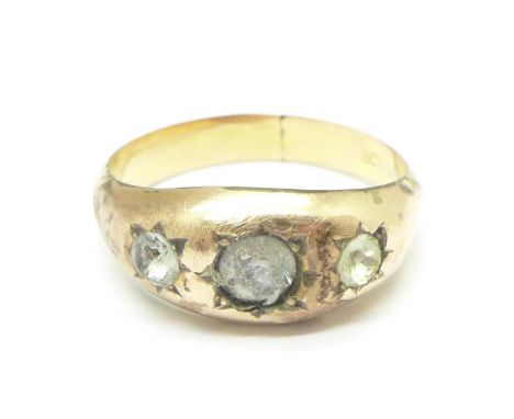 A 9ct gold and silver ring, 2.8g, R