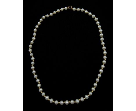 9ct gold bead and pearl necklace