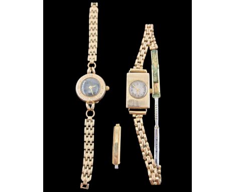 Smiths 9ct gold circular manual wind wristwatch and one other 9ct gold quartz wristwatch, both hallmarked and both on gilt br