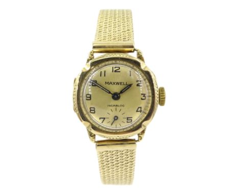 Maxwell 14ct gold ladies manual wind bracelet wristwatch, stamped 585