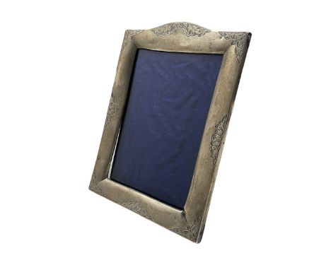 Silver upright photograph frame with engraved decoration  and easel stand  aperture size 14cm x 9.5cm Birmingham 1912 Maker H