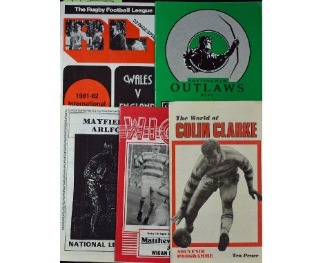 Selection of Rugby League matches (5) - inc Wales v England (plus ticket), Ninian Park Cardiff 1981; Notts Outlaws v Highfiel
