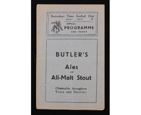 1937/1938 Shrewsbury Town v Bradford Park Avenue, Midland league match programme Xmas Day 1937. Fair-Good.
