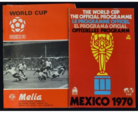 1970 World Cup tournament programme plus World Cup tours (travel arrangements for football fans) by Melia, plus booking forms
