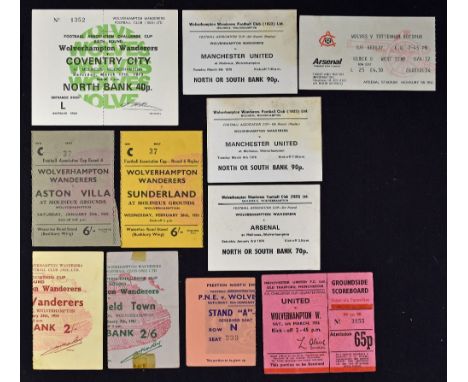 Selection of Wolverhampton Wanderers match tickets to include homes 1950/51 Aston Villa (FAC), Sunderland (FAC), 1958/59 Bolt
