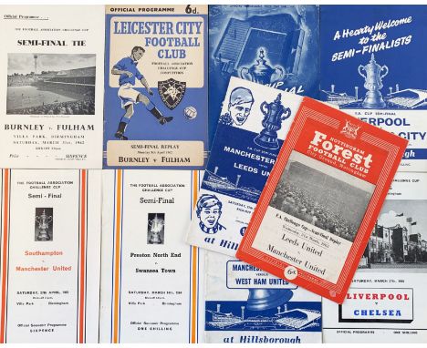 FA Cup semi-final match programmes 1961/1962 Burnley v Fulham + replay match, Tottenham Hotspur v Manchester United, 1962/196