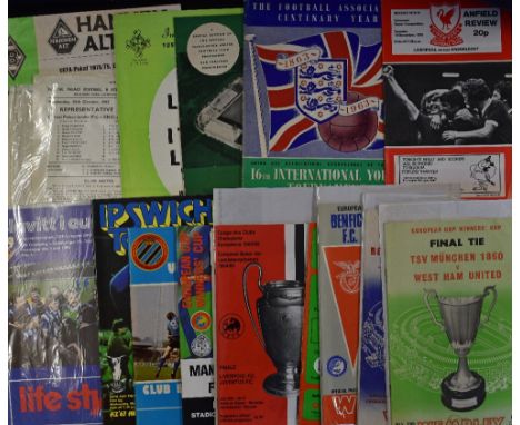 Collection of big match programmes to include European Cup Final 1963 Benfica v Milan, 1968 Manchester Utd v Benfica, 1979 No