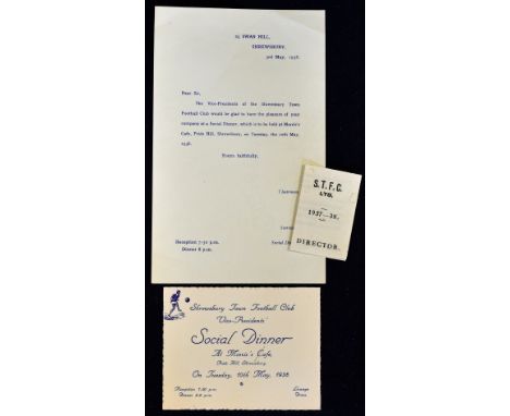 1937/1938 Shrewsbury Town Champions of the Midland League celebration dinner items at Morris's Café, Price Hill Shrewsbury 10