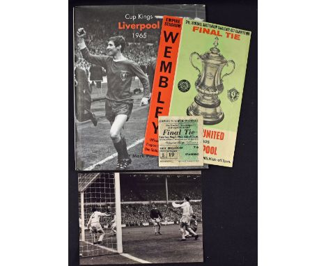 1965 FA Cup Final Leeds United v Liverpool Football Programme and Ticket date May 1st, together with a photograph and 'Cup Ki