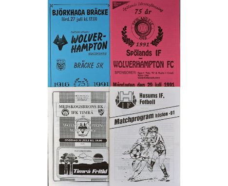 1991 Wolves tour of Sweden away match programmes v Husums If, IFK Timra, Spolands IF (&amp; tickets), Bracke SK (&amp; ticket