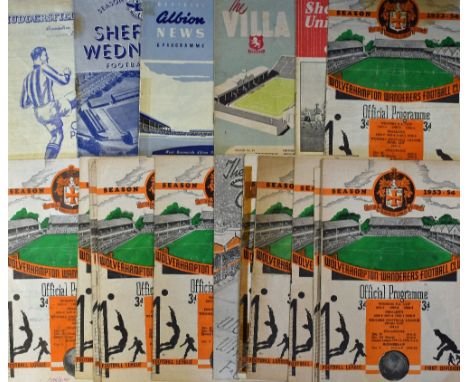 1953/1954 Wolverhampton Wanderers championship season home match programmes to include Spurs, Huddersfield Town, Middlesbroug
