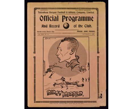 Pre-War 1937/1938 Tottenham Hotspur v Swansea Town football programme 6 November 1937. Fair-Good.