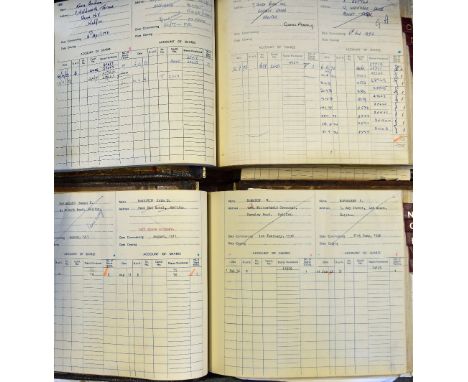 Halifax Town Football Club Antique Shareholders Ledgers dated 1911 onwards with many from 1920's, each share tabulated by han
