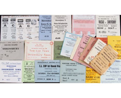 Collection of Shrewsbury Town match tickets to include homes 1952/1953 Southampton (FAC), 1960/1961 Everton (FLC), 1961/1962 