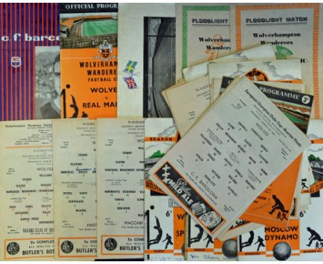 Selection of Wolverhampton Wanderers home match programmes 1946/1947 Norrkoping (Sweden), 1953/1954 South Africa (1st floodli