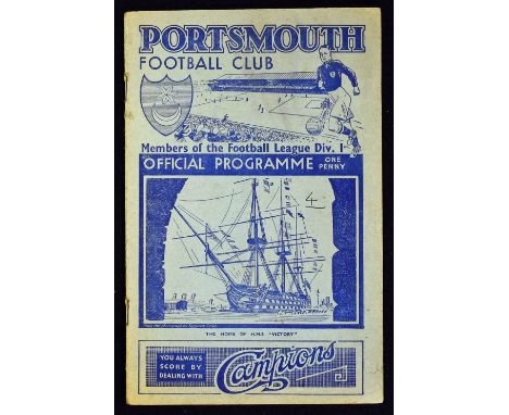 1937/1938 Portsmouth v Stoke City match programme 29 January 1938.  Good.