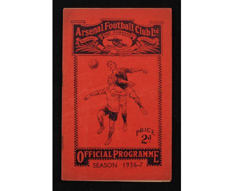 1936/1937 Arsenal v Manchester City match programme 5 December 1936. Fair.