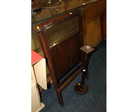 AN OAK SMOKER STAND & A VINTAGE FOLDING STAND (2)