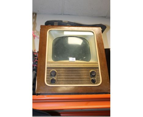 A VINTAGE WOOD CASED TELEVISION