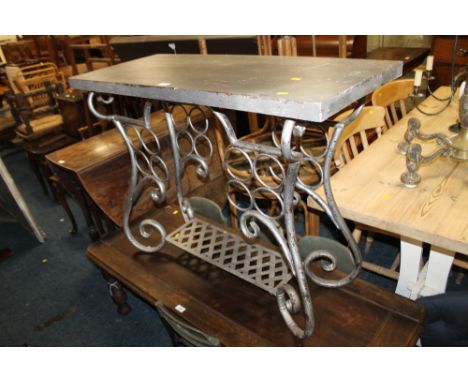 A METAL FRAMED CONSOLE TABLE