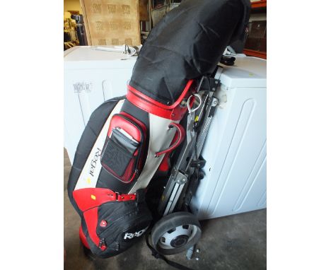 A REGAL GOLF CADDY BAG + A SELECTION OF CLUBS