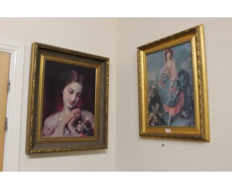 A GILT FRAMED PORTRAIT OF A LADY & ANOTHER (2)