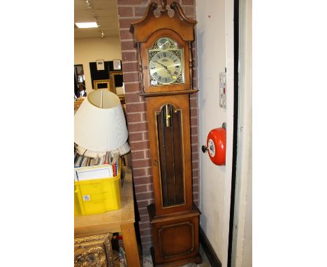 A REPRODUCTION LONGCASE CLOCK WITH TRIPLE WEIGHT