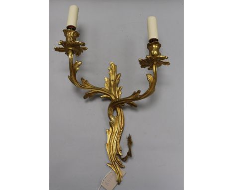 A Louis XV style ormolu two branch wall light