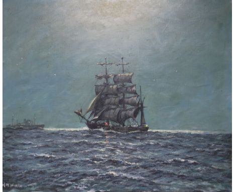 R M Wilsonoil on canvasMoonlit seascape with sailing shipsigned20 x 24in.