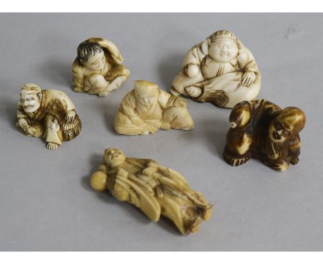 Six Japanese ivory netsuke