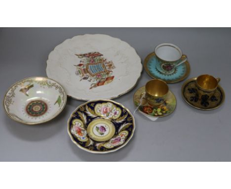 A Royal Worcester coffee cup and saucer decorated by W. H. Austin and sundry other ceramics