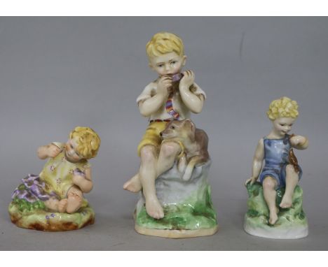 Freda Doughty for Royal Worcester. Three figures - Mischief, Teatime and June