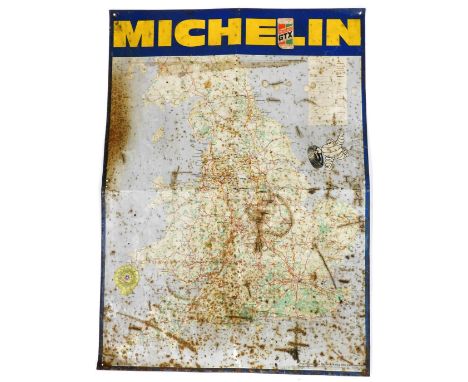 A Michelin tin road map sign, 89cm x 65cm.Auctioneer Announce: the sign is tin not enamel.