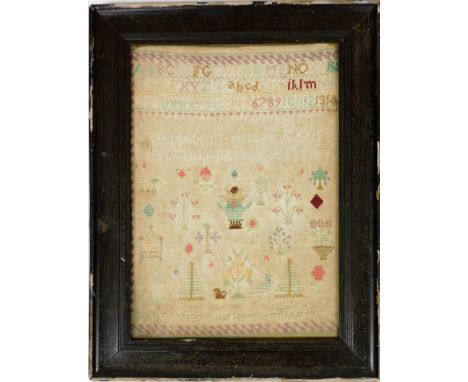 A late 19thC alphabetic sampler, by Louisa Dodsworth, aged 10 years, 35cm x 24.5cm. 
