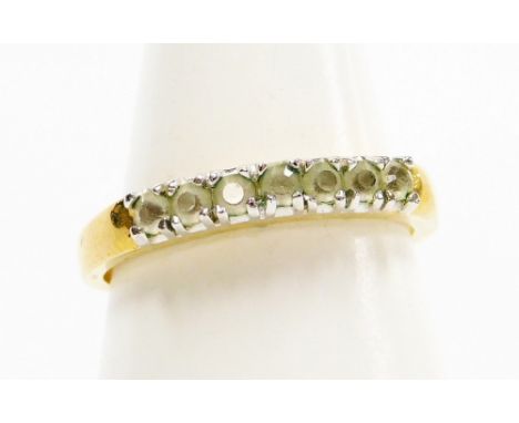 A dress ring, half hoop set with cz stones, on yellow metal band, unmarked, ring size P½, 2.5g all in.  