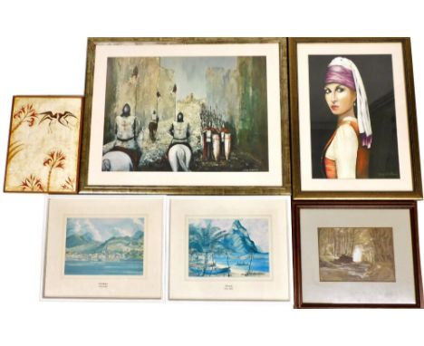 A group of pictures, to include Effiles, woodland scene, watercolour on paper, signed and indistinctly dated, 19cm x 27cm, a 