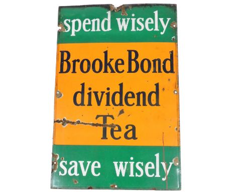 A Brooke Bond Tea enamel advertising sign, 76.5cm x 52cm, (AF). 