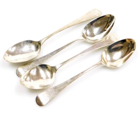 A set of four Victorian Old English pattern silver teaspoons, with P.M monogram to each handle, William Bateman II, London 18