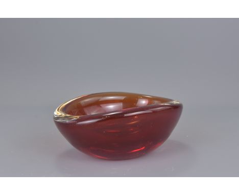 An Orrefors Ruby Red glass bowl designed by Ernest Gorden 17.5cm diameter