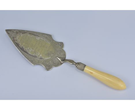 An English antique presentation trowel dated 16th July 1863. Length 33cm 30