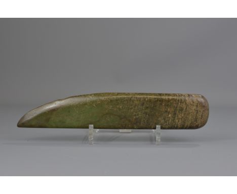 A Chinese ceremonial jade axe head. 28 cm length.