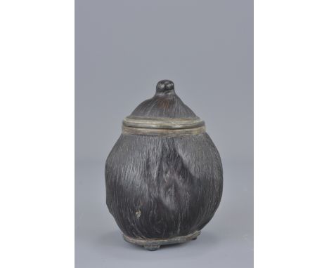 A Chinese hardwood tea caddy with 4 character mark of Guangxu.