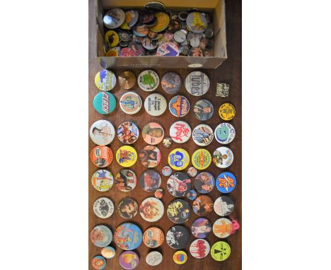 Musical Band Tin Pin Badges ranging from the 1970s onward (100+) with Led Zeppelin, U2, Kylie Minogue, Michael Jackson, St. P