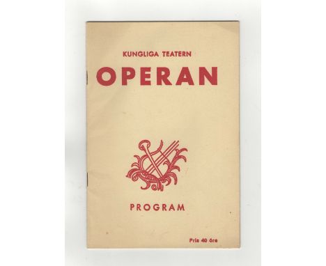 Swedish Opera leaflet 1960s, 'Kungliga Teatern Operan'. 