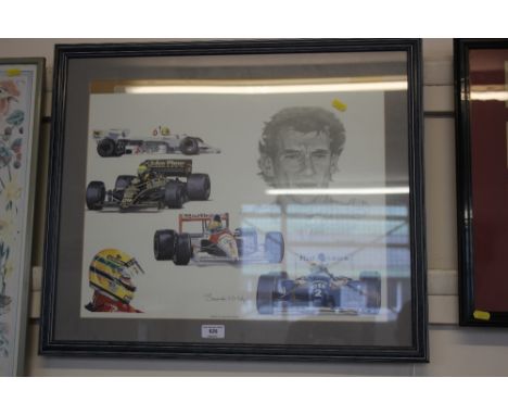 A framed Ayrton Senna print